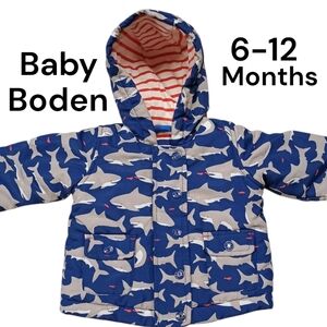 6-12 month infant baby boy Hooded winter coat Baby boden shark themed